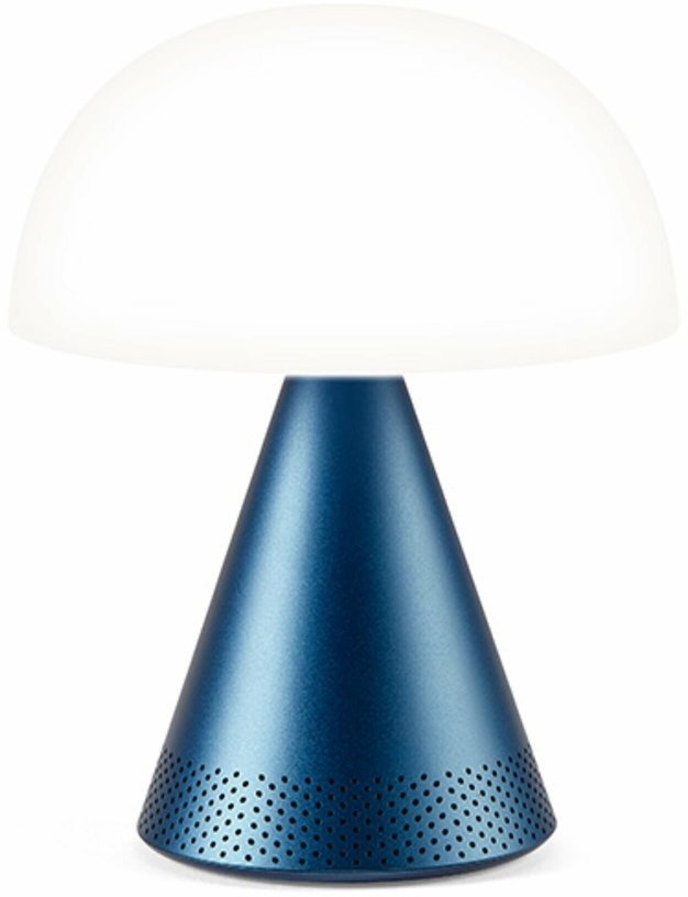 Lampe LED audio sans fil en aluminium bleu L Mina - Lexon - The Cool Republic
