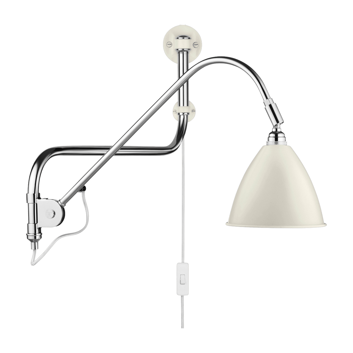 Lampe murale blanche base argenté en laiton BL10 - Gubi - The Cool Republic