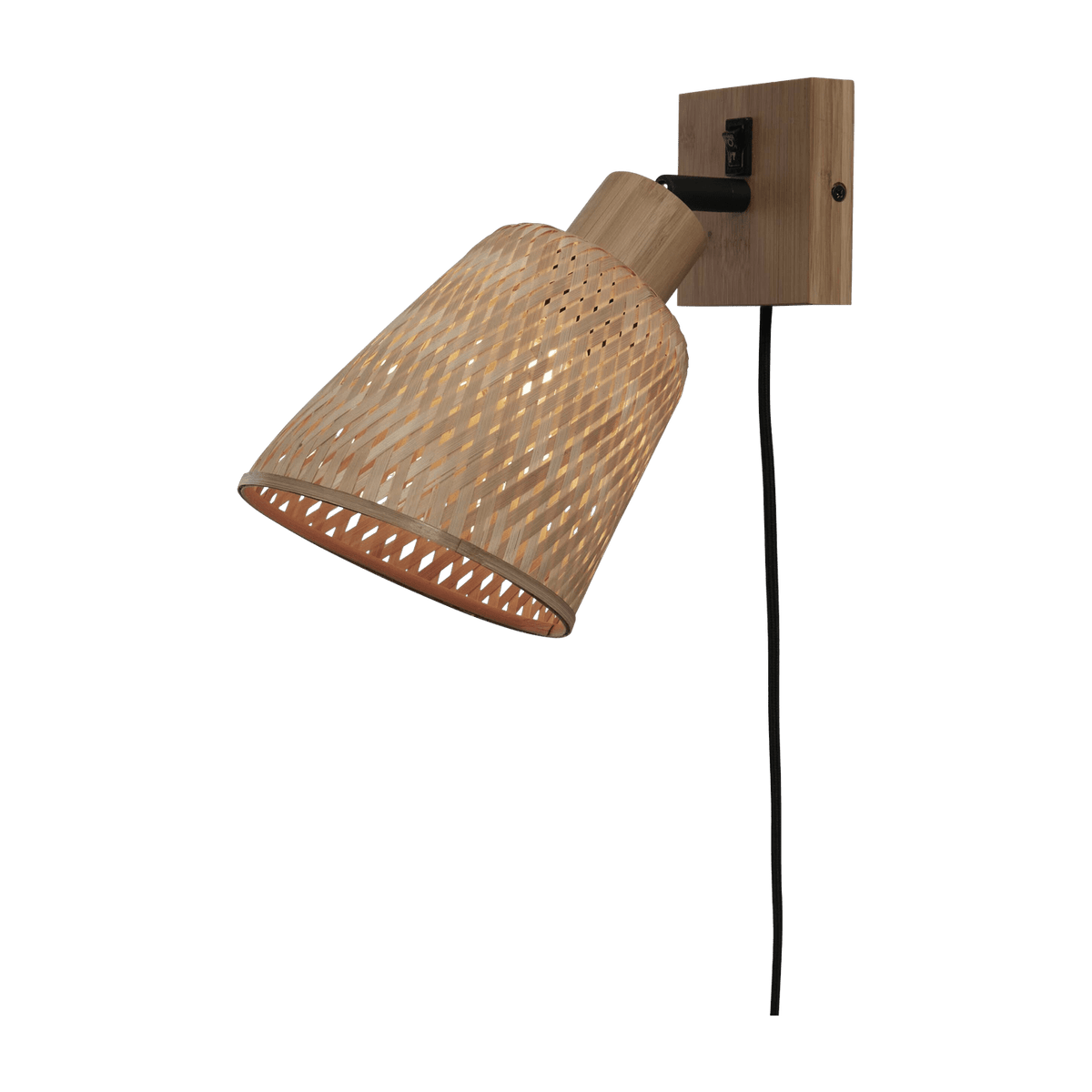 Lampe murale en bambou naturel tressé 10x10 cm Java - Good & Mojo - The Cool Republic