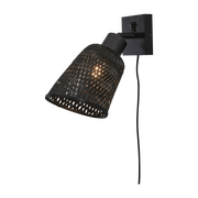 Lampe murale en bambou noir 10x10 cm Java - Good & Mojo - The Cool Republic