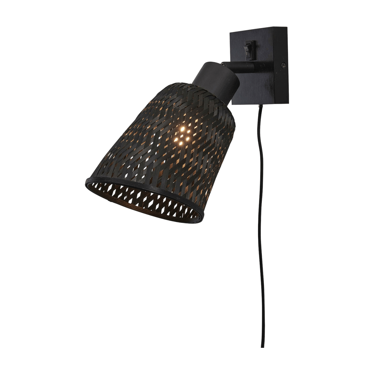 Lampe murale en bambou noir 10x10 cm Java - Good & Mojo - The Cool Republic