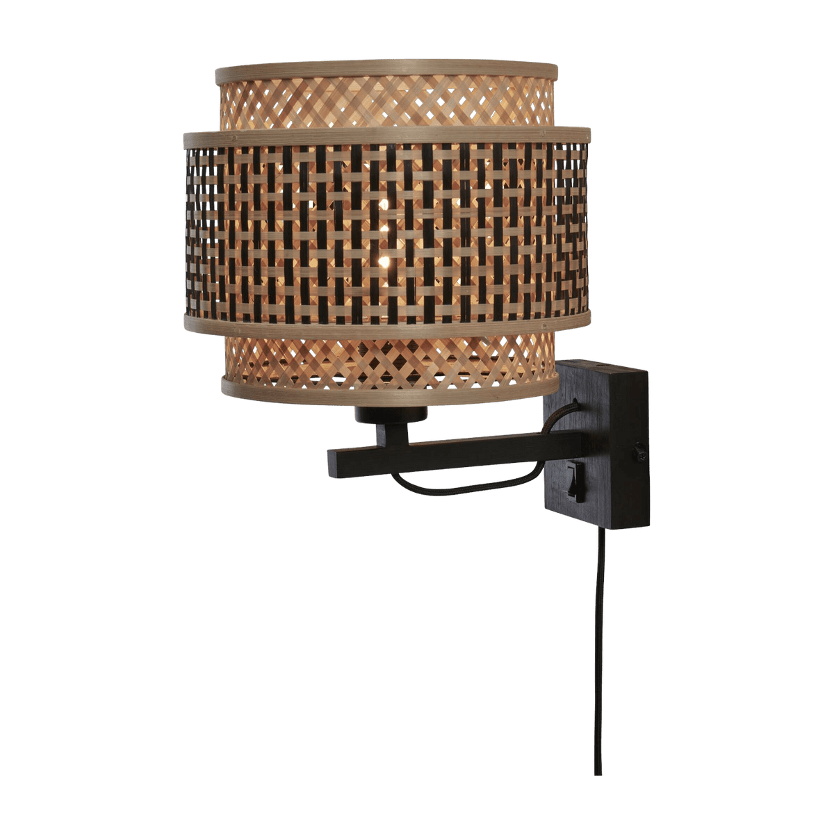 Lampe murale en bambou noir 25x20 cm Bhutan - Good & Mojo - The Cool Republic