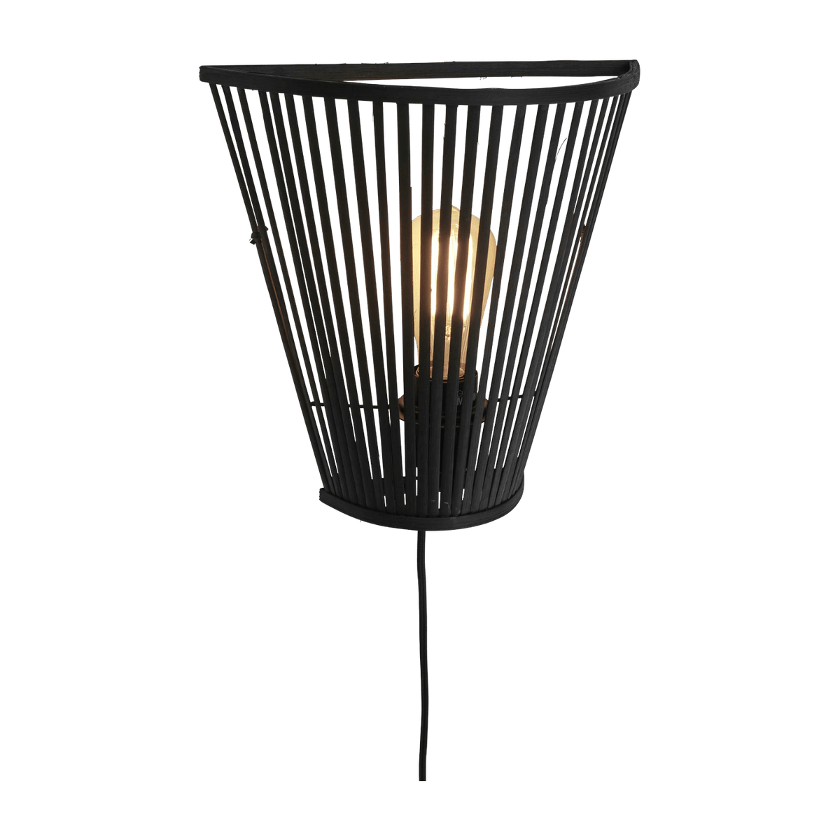 Lampe murale en bambou noir 30x30 cm Merapi - Good & Mojo - The Cool Republic