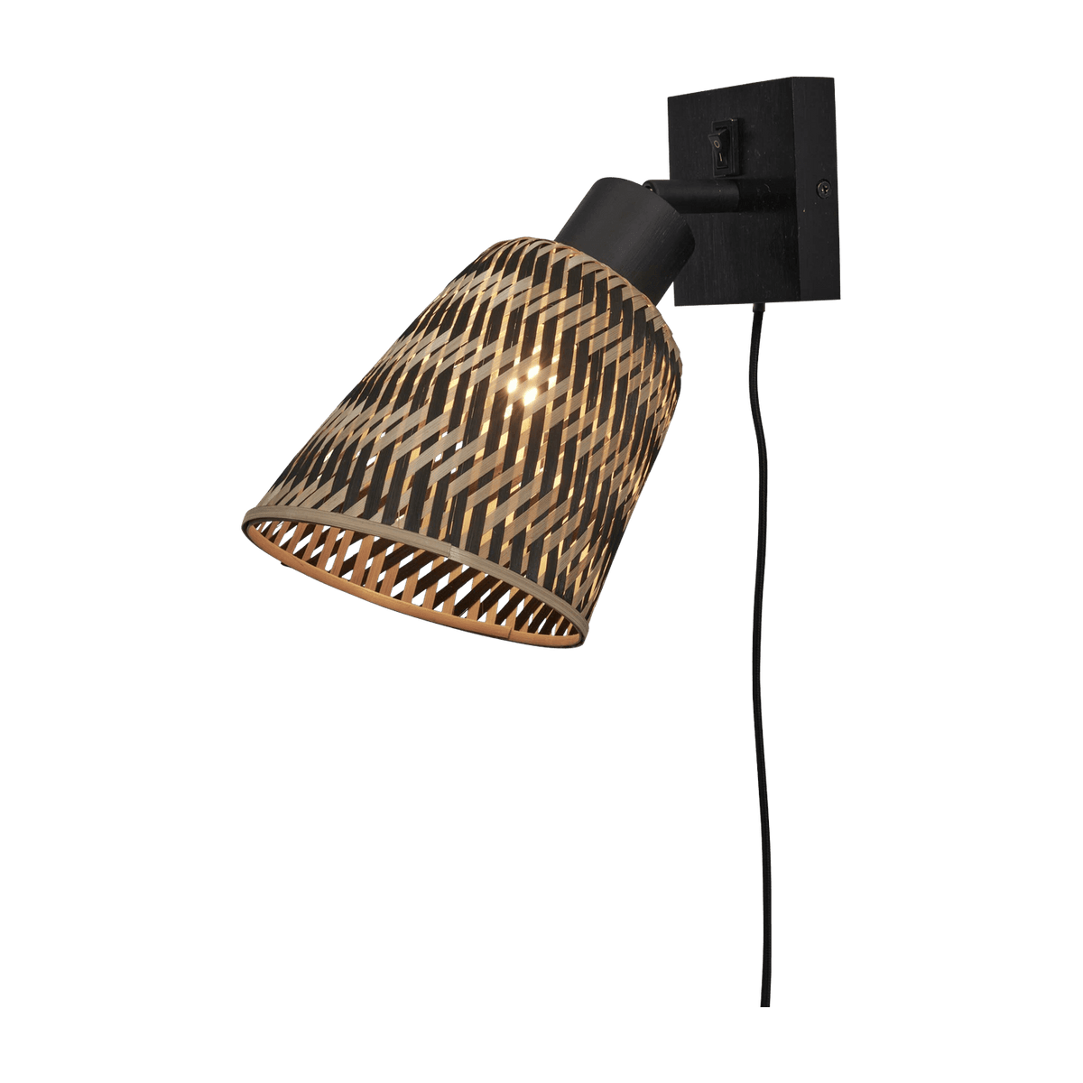 Lampe murale en bambou noir et naturel 10x10 cm Java - Good & Mojo - The Cool Republic