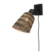Lampe murale en bambou noir et naturel 10x10 cm Java - Good & Mojo - The Cool Republic