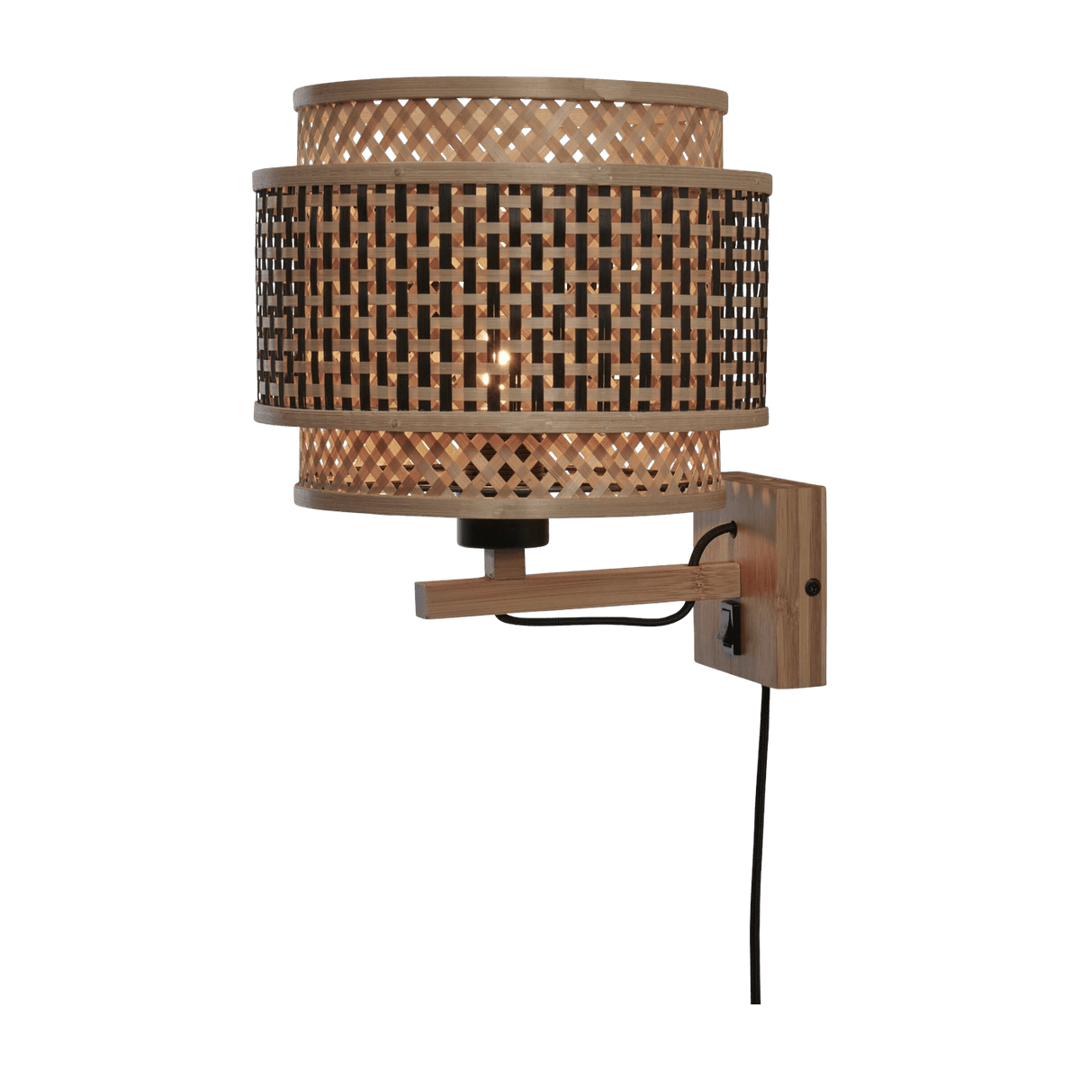 Lampe murale en bambou noir et naturel 25x20 cm Bhutan - Good & Mojo - The Cool Republic