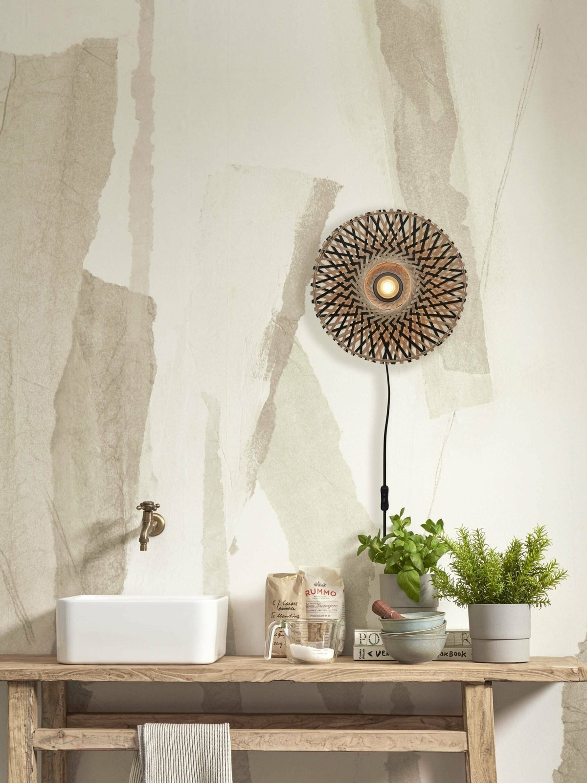 Wall Lamp Kalimantan Xs Bamboo Dia.30X8Cm. Bl/Natural - Good & Mojo - The Cool Republic