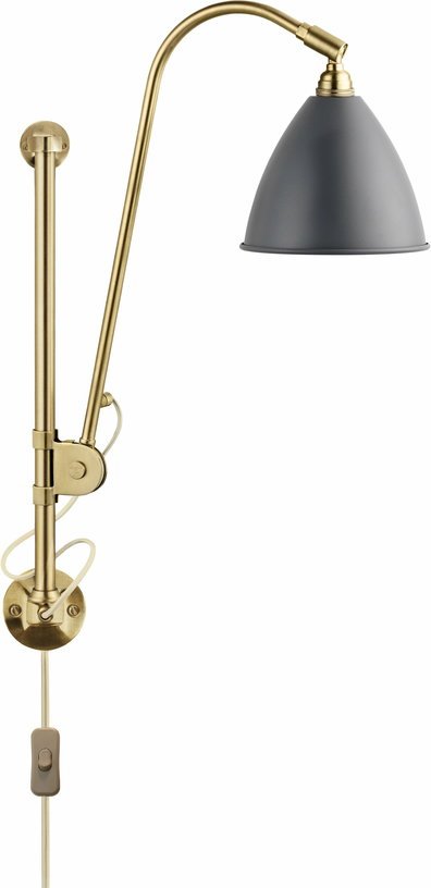 Lampe murale grise base dorée en laiton BL5 - Gubi - The Cool Republic