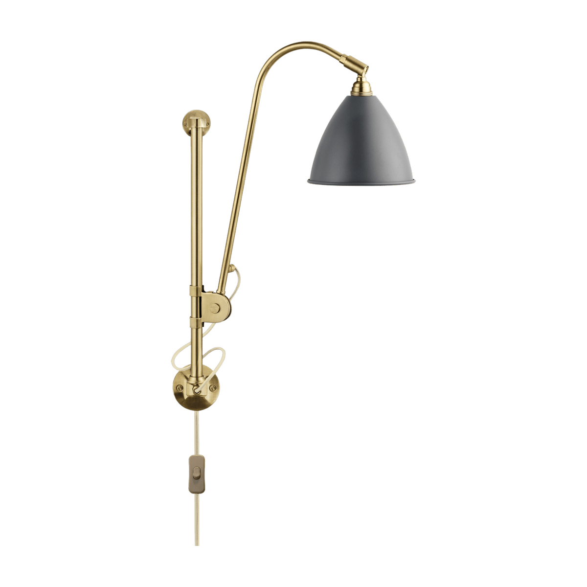 Lampe murale grise base dorée en laiton BL5 - Gubi - The Cool Republic