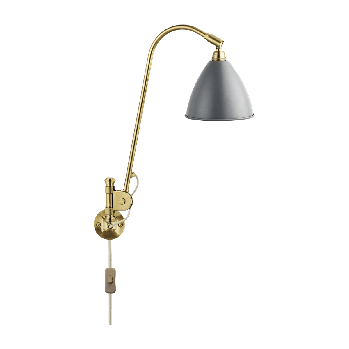 Lampe murale grise base dorée en laiton BL6 - Gubi - The Cool Republic