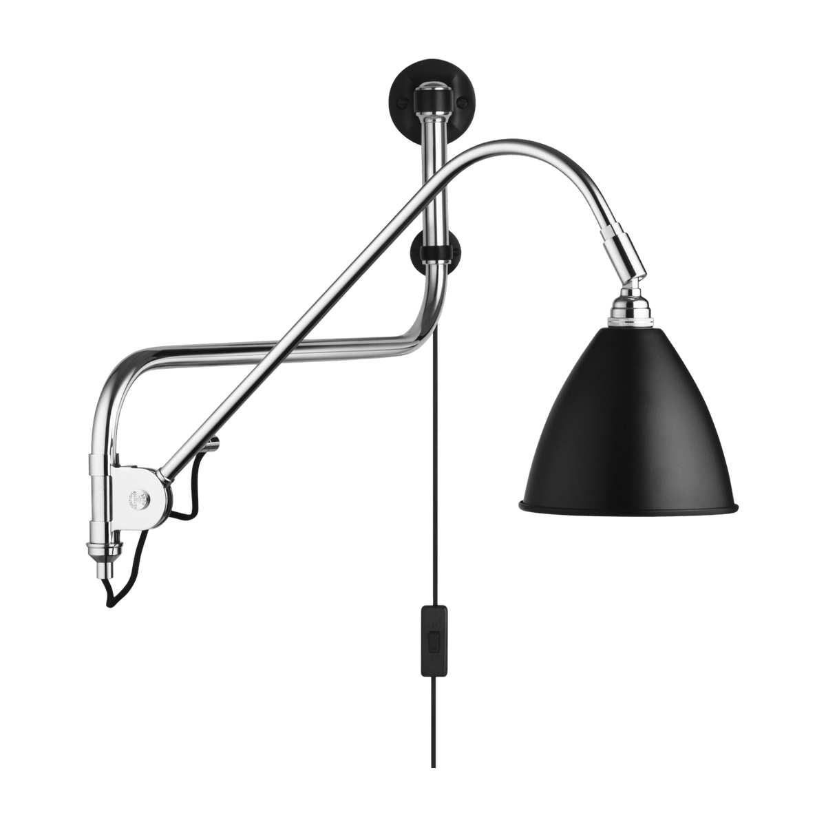 Lampe murale noire base argenté en laiton BL10 - Gubi - The Cool Republic
