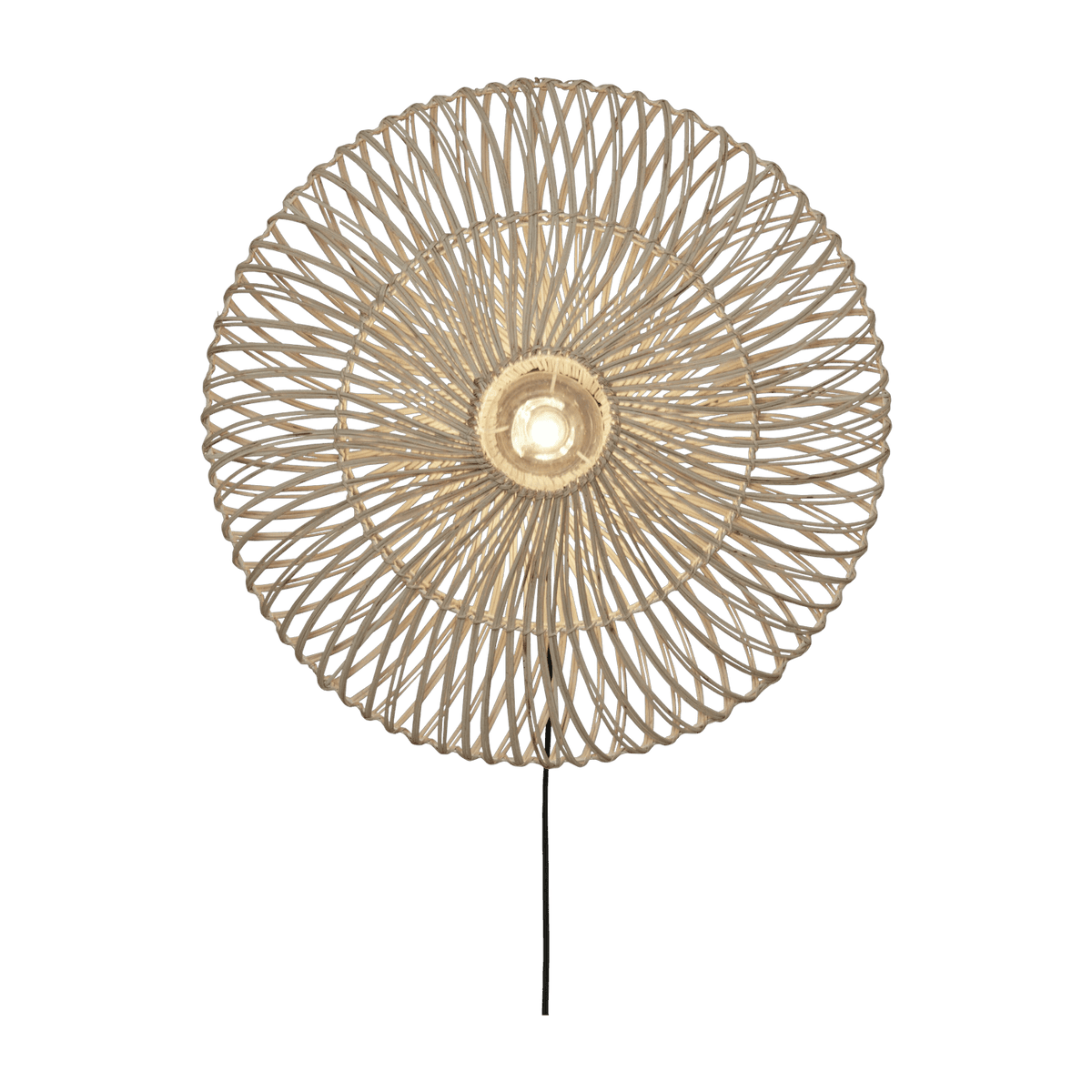 Lampe murale ronde en rotin blanc 55x14 cm Zanzibar - Good & Mojo - The Cool Republic