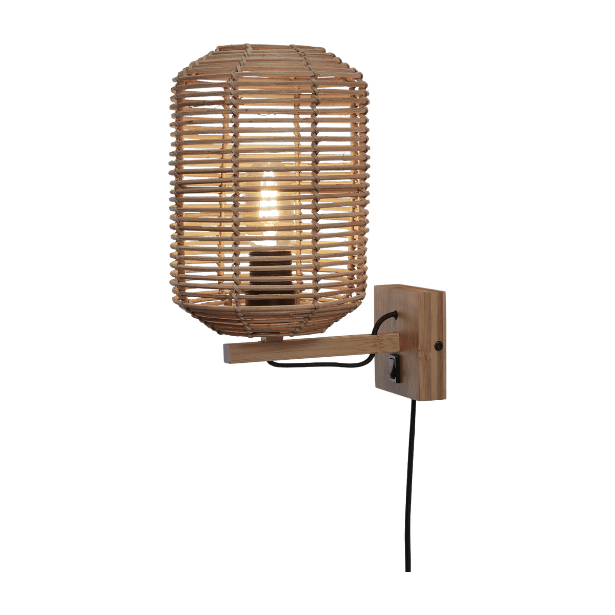 Lampe murale tube en rotin naturel 18x25 cm Tanami - Good & Mojo - The Cool Republic
