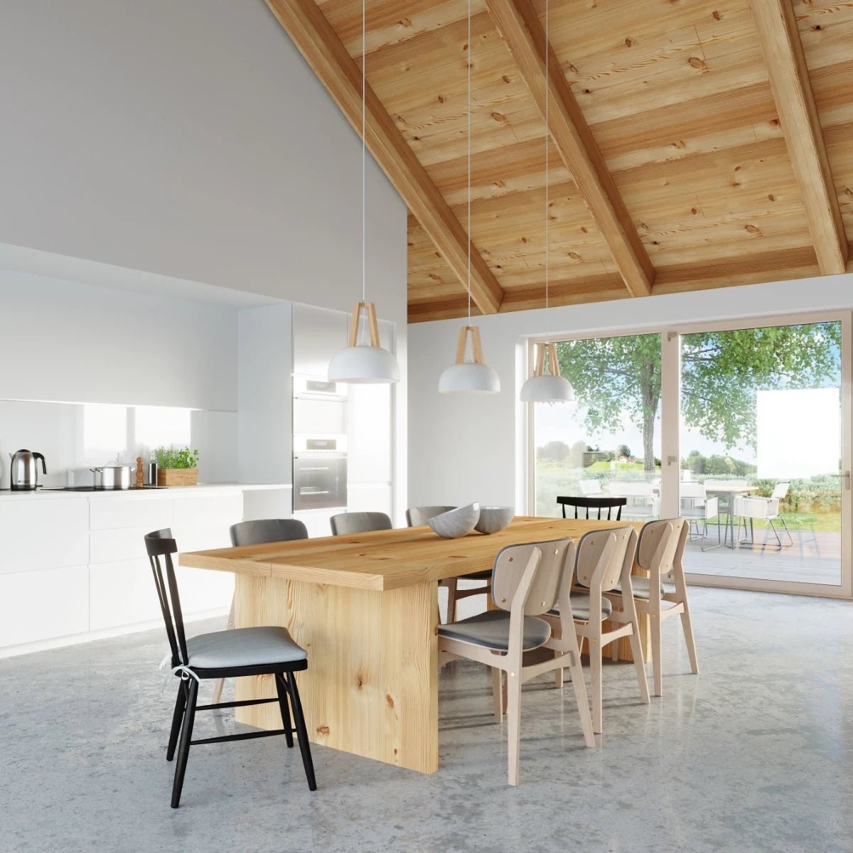 Lampe pendante en acier bois et acier blanc 30x85cm Casco - Sollux - The Cool Republic