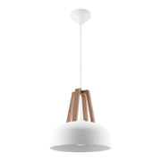 Lampe pendante en acier bois et acier blanc 30x85cm Casco - Sollux - The Cool Republic