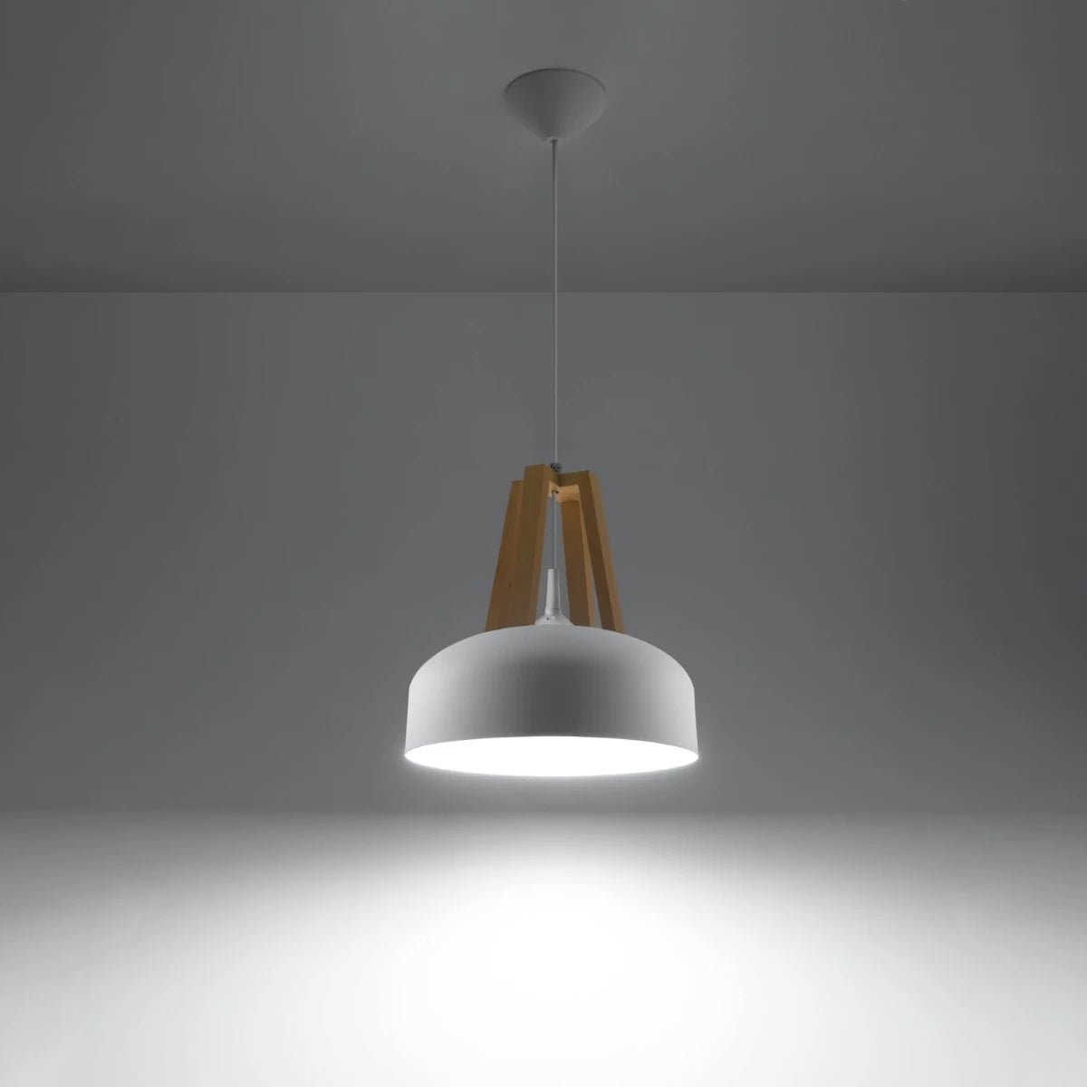 Lampe pendante en acier bois et acier blanc 30x85cm Casco - Sollux - The Cool Republic