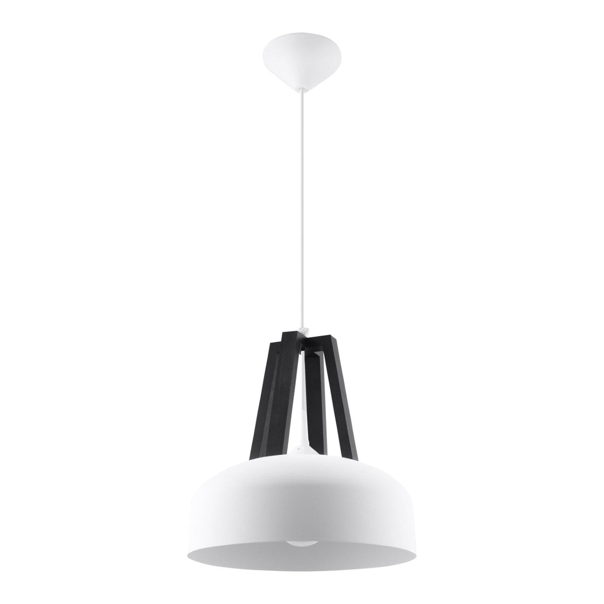 Lampe pendante en acier bois et acier blanc et noir 30x85cm Casco - Sollux - The Cool Republic
