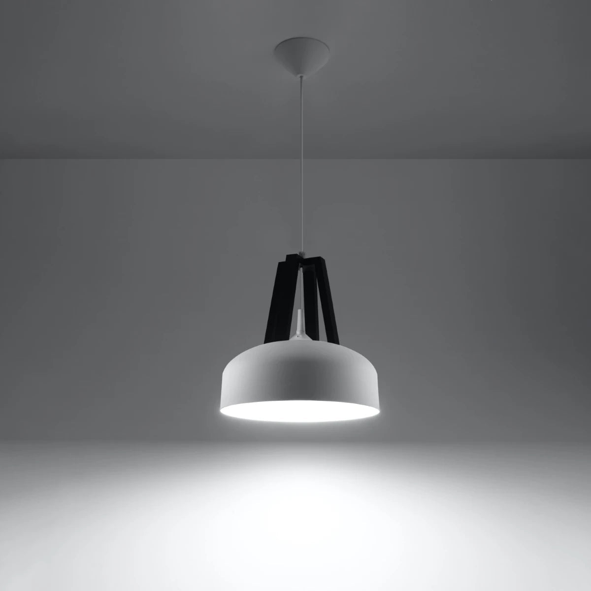 Lampe pendante en acier bois et acier blanc et noir 30x85cm Casco - Sollux - The Cool Republic