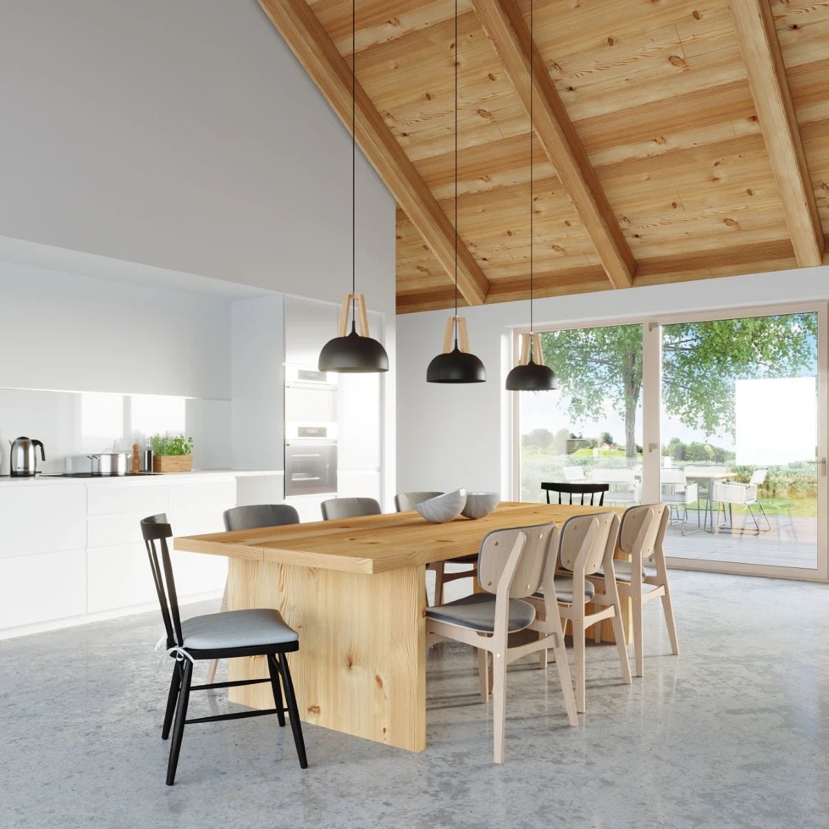 Lampe pendante en acier bois et acier noir 30x85cm Casco - Sollux - The Cool Republic