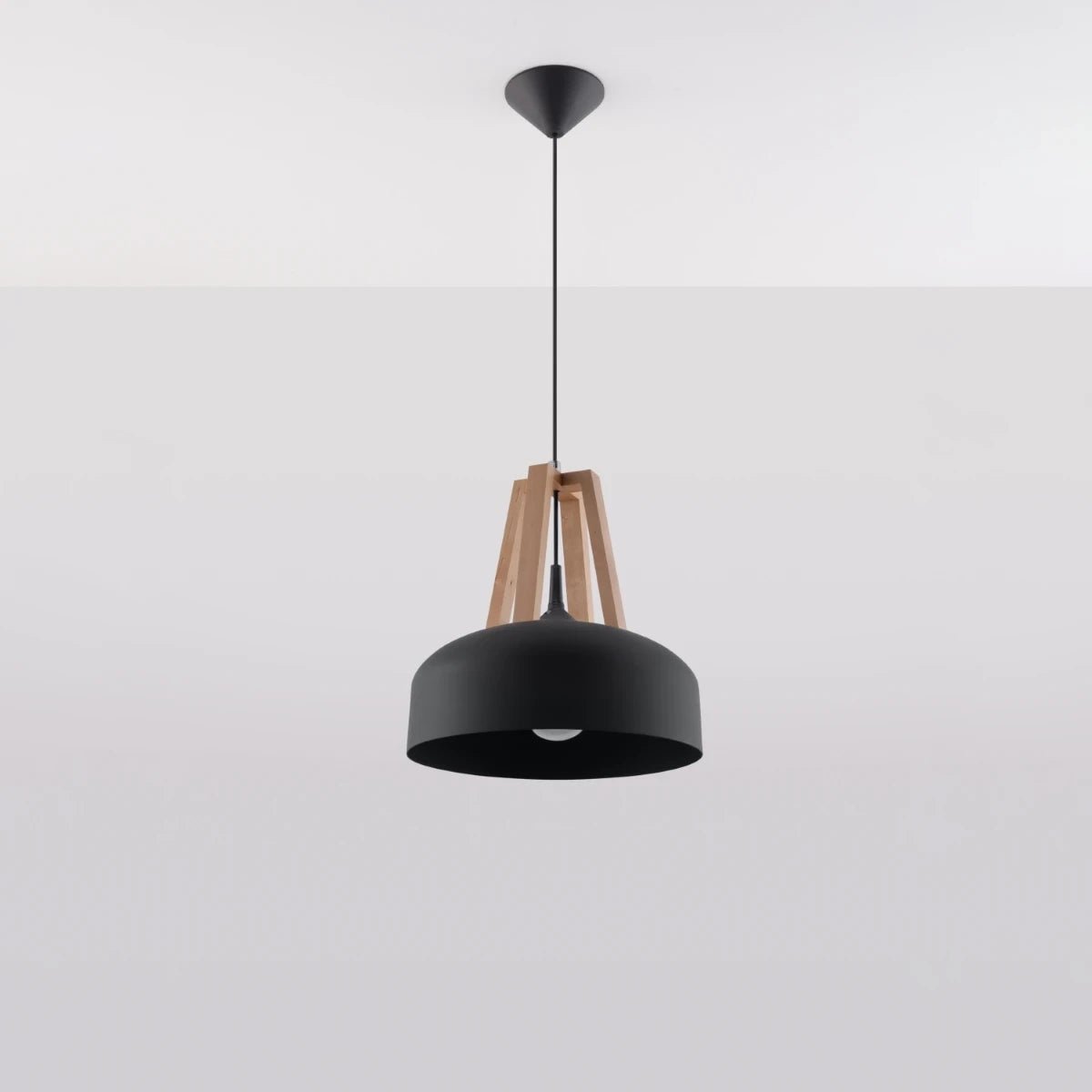 Lampe pendante en acier bois et acier noir 30x85cm Casco - Sollux - The Cool Republic