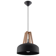 Lampe pendante en acier bois et acier noir 30x85cm Casco - Sollux - The Cool Republic