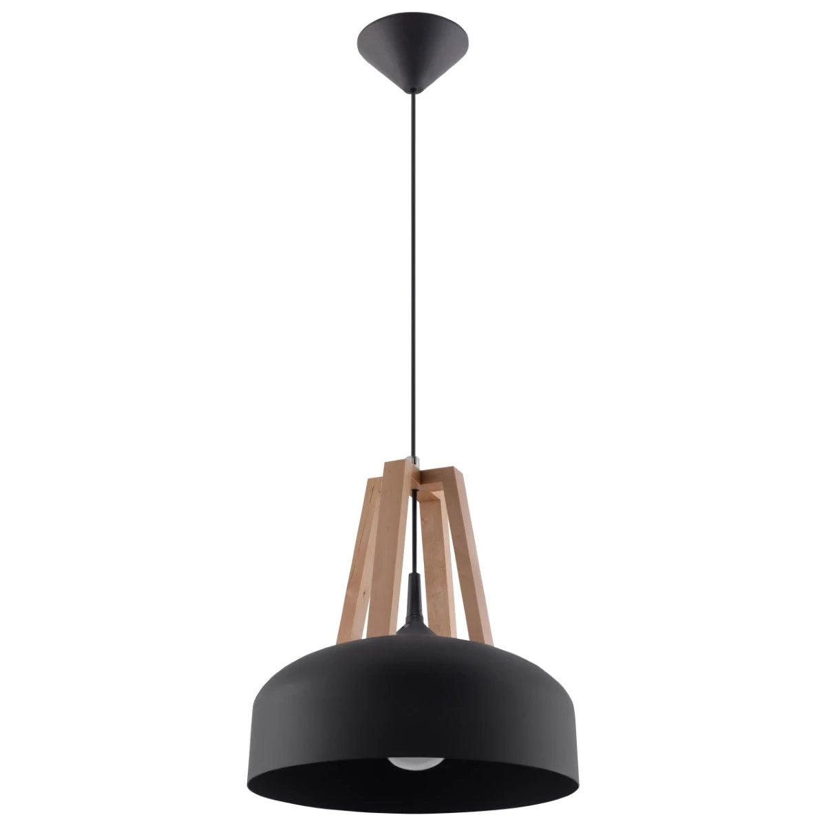 Lampe pendante en acier bois et acier noir 30x85cm Casco - Sollux - The Cool Republic