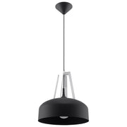 Lampe pendante en acier bois et acier noir et blanc 30x85cm Casco - Sollux - The Cool Republic
