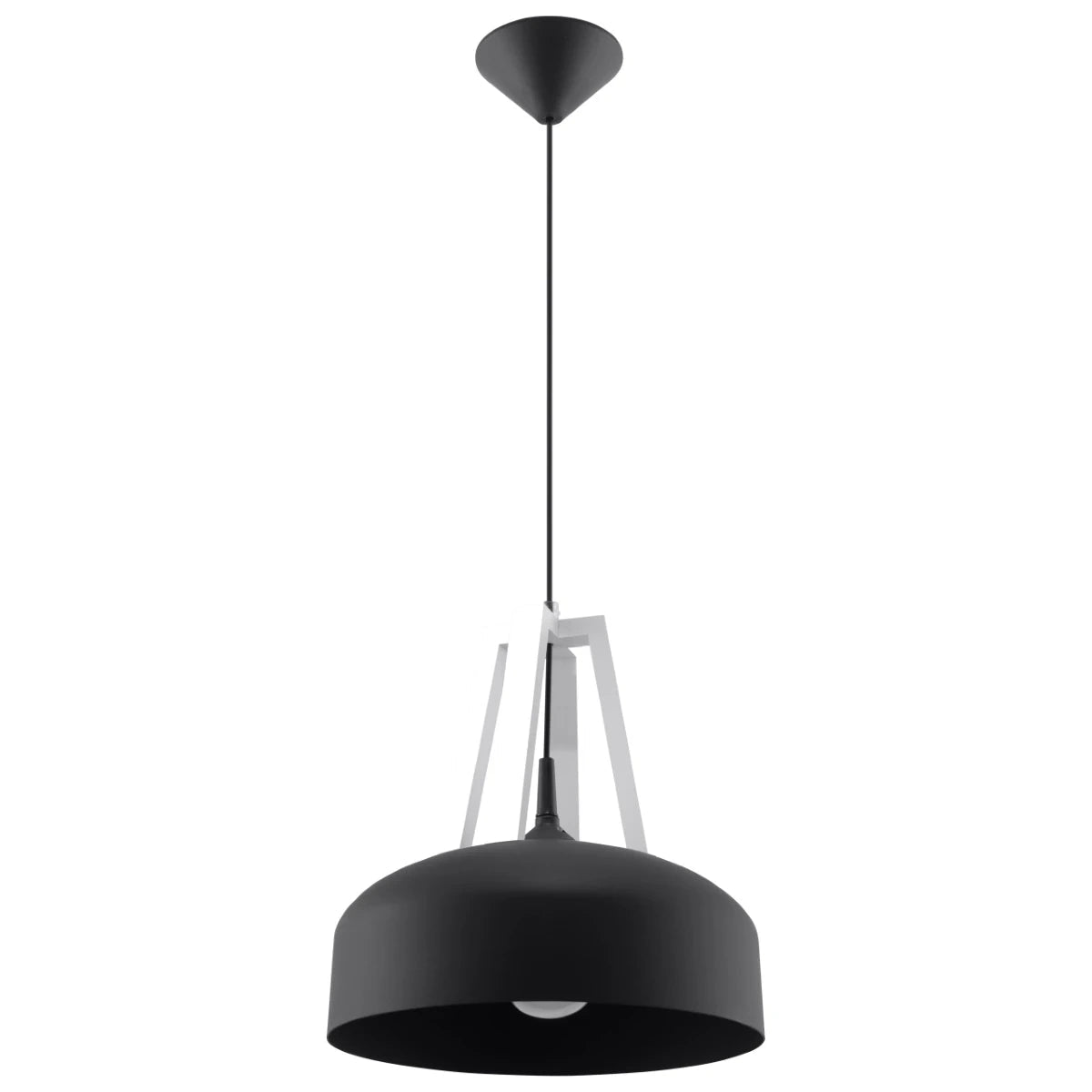 Lampe pendante en acier bois et acier noir et blanc 30x85cm Casco - Sollux - The Cool Republic