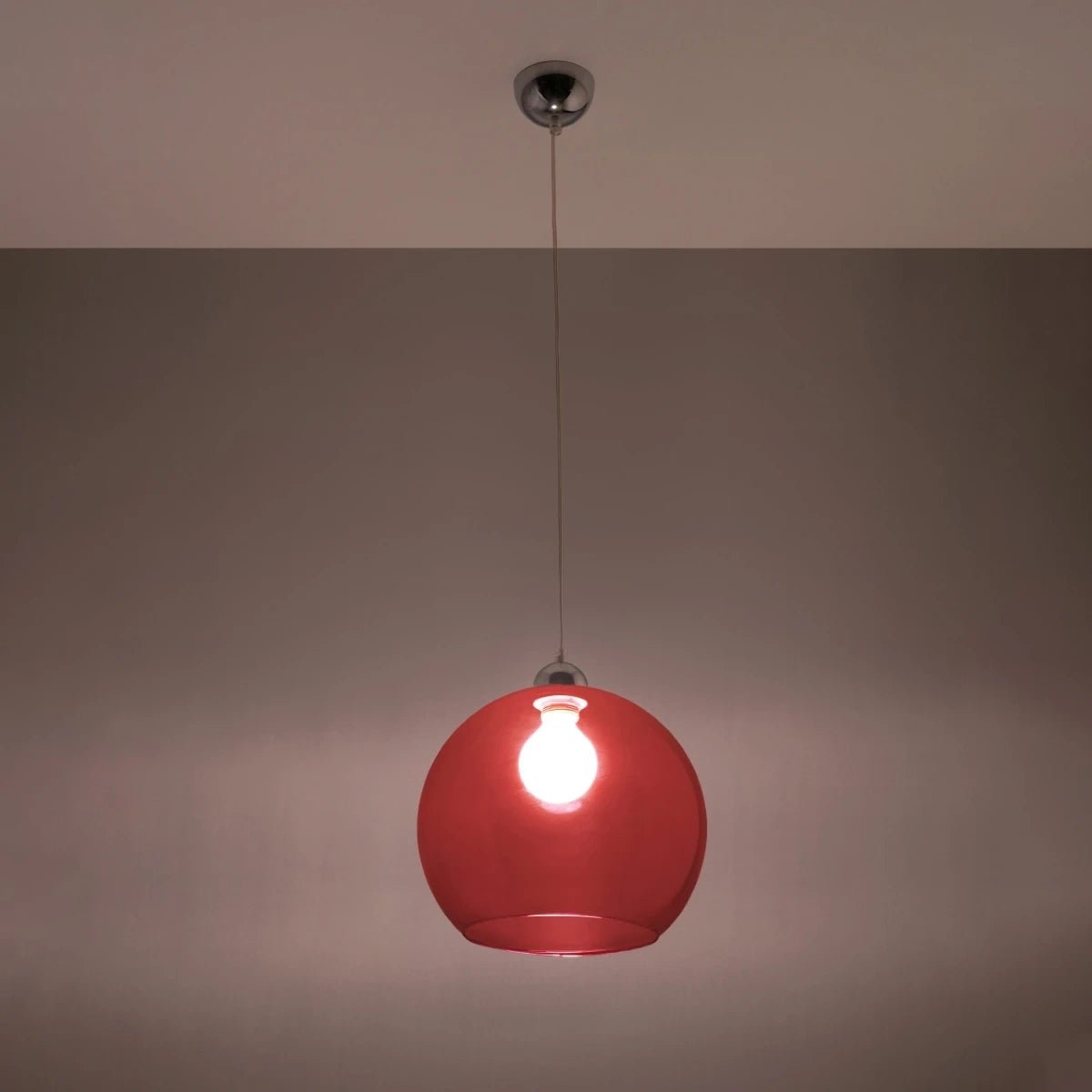 Lampe pendante en acier rouge 30x120cm Ball - Sollux - The Cool Republic