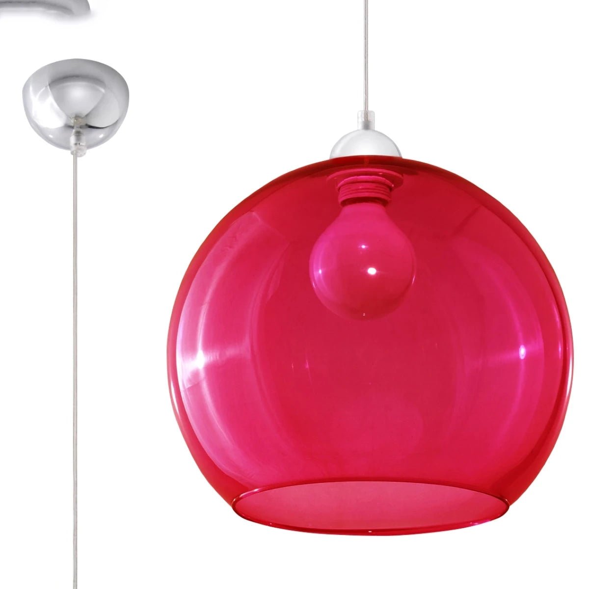 Lampe pendante en acier rouge 30x120cm Ball - Sollux - The Cool Republic