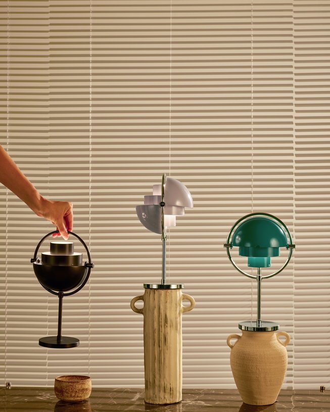 Lampe portable chromé et métal vert turquoise Multi - Lite - Gubi - The Cool Republic