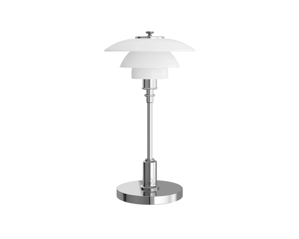 Lampe portable en aluminium chromé 11x16x29cm PH1/1 - Louis Poulsen - The Cool Republic