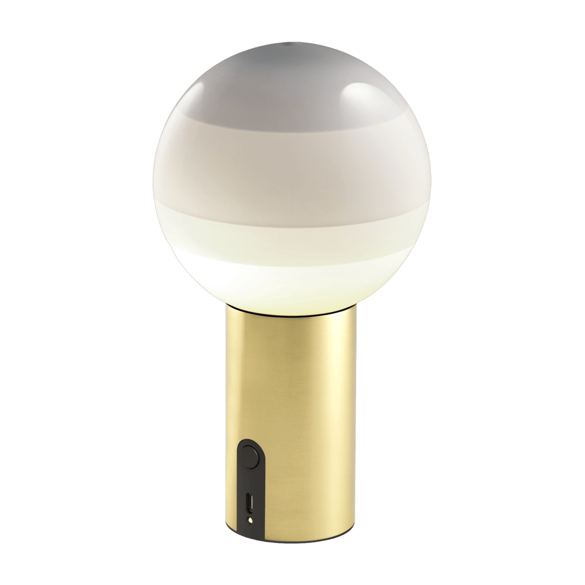 Lampe portable en métal et verre soufflé blanc et doré Dipping - Marset - The Cool Republic