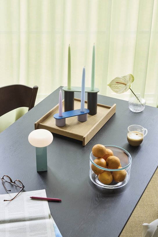 Lampe portable en nickel brossé bleu Low - Hübsch - The Cool Republic