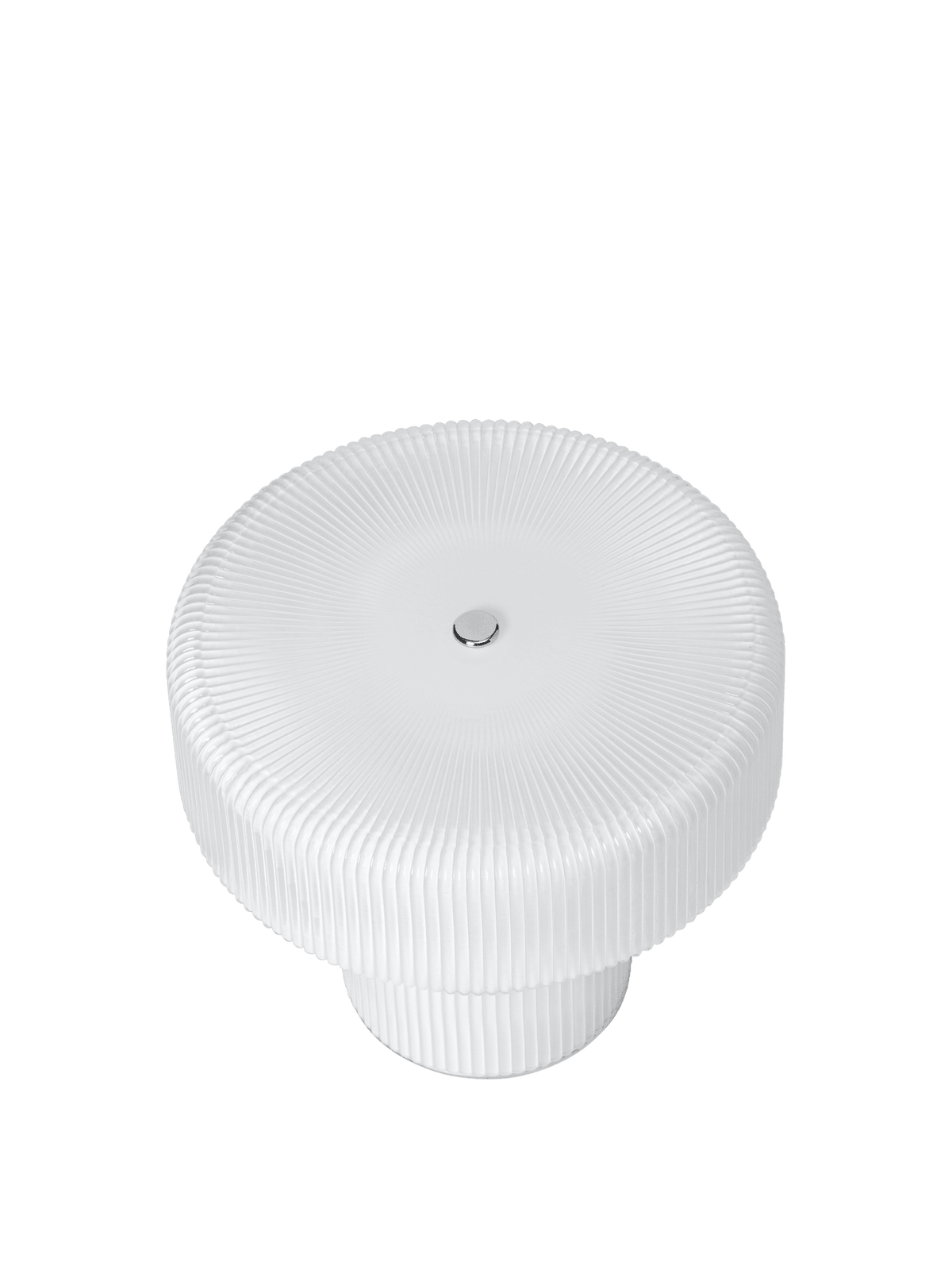 Portable lamp in white mouth-blown glass and chrome-plated steel 19 x 16.5 cm Ripple - Ferm Living - The Cool Republic