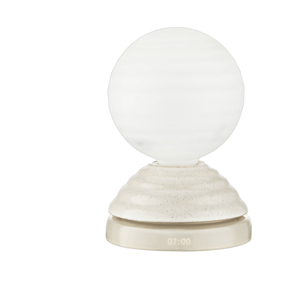 Lampe réveil en verre blanc mat et céramique blanc galet Wake - Tala - The Cool Republic