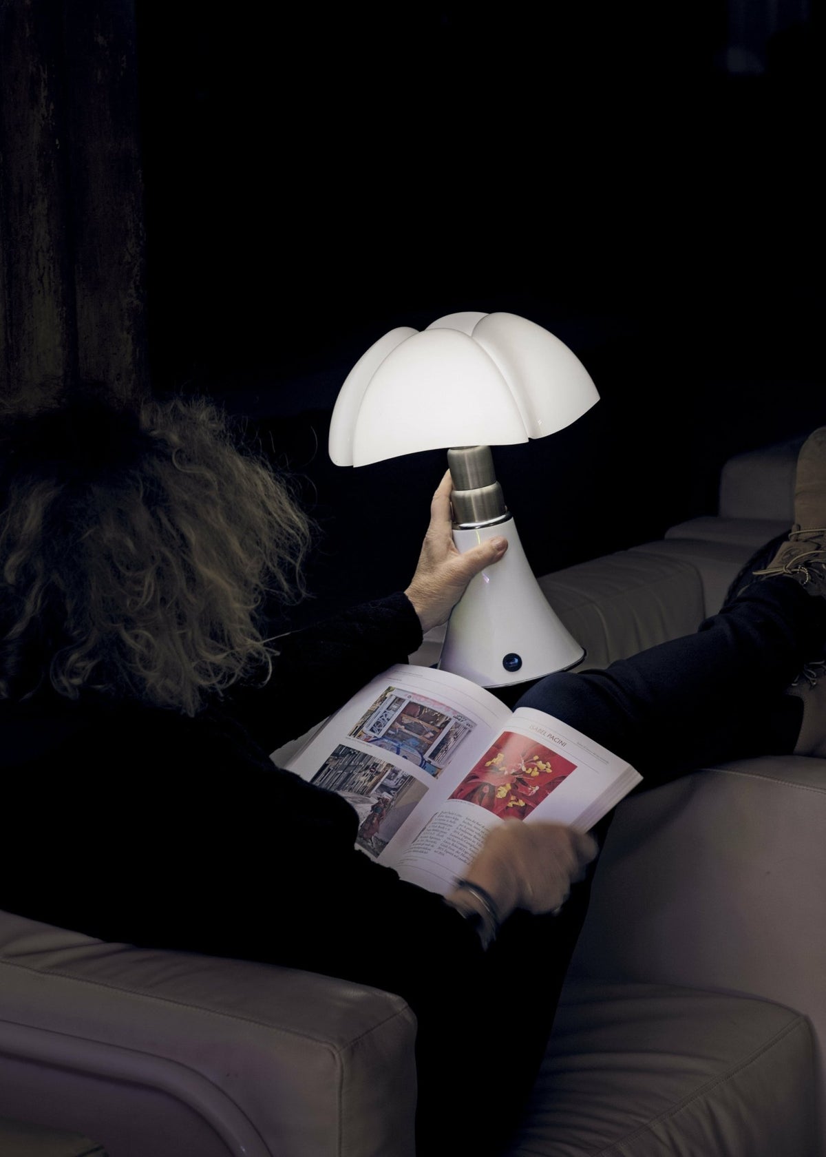 Lampe sans fil en acier inox brun foncé 27 x 35 cm Mini Pipistrello - Martinelli Luce - The Cool Republic