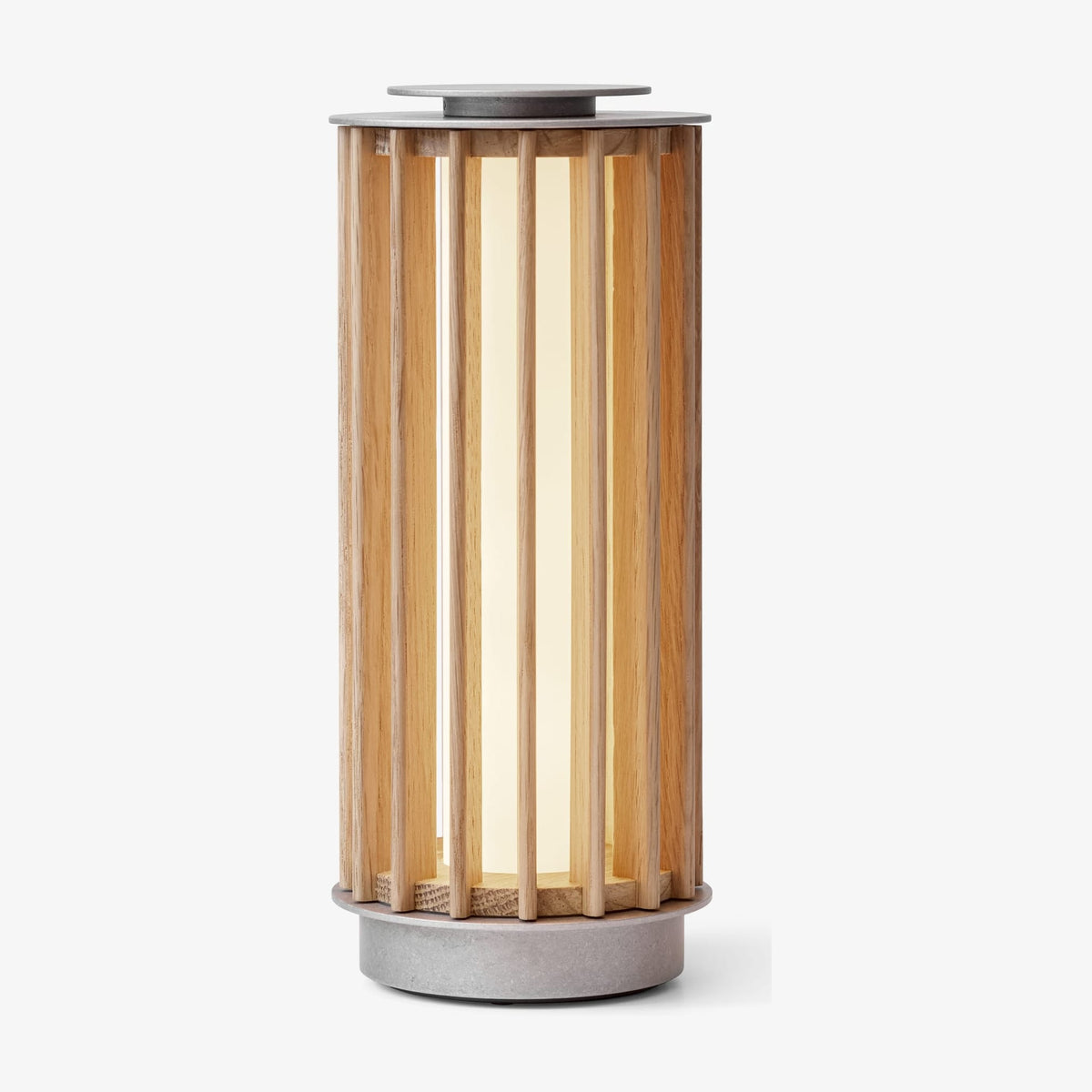 Lampe sans fil en chêne laqué et aluminium vieilli gris 25,5cm Numbra TY3 - &tradition