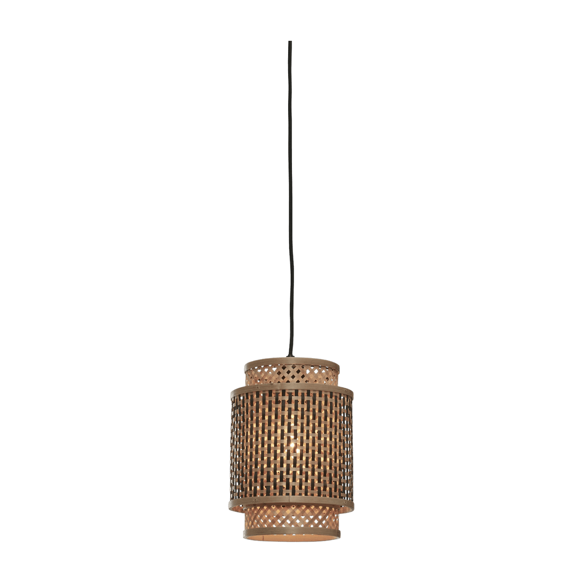 Lampe suspendue avec abat-jour en bambou noir et naturel 18x25 cm Bhoutan - Good & Mojo - The Cool Republic
