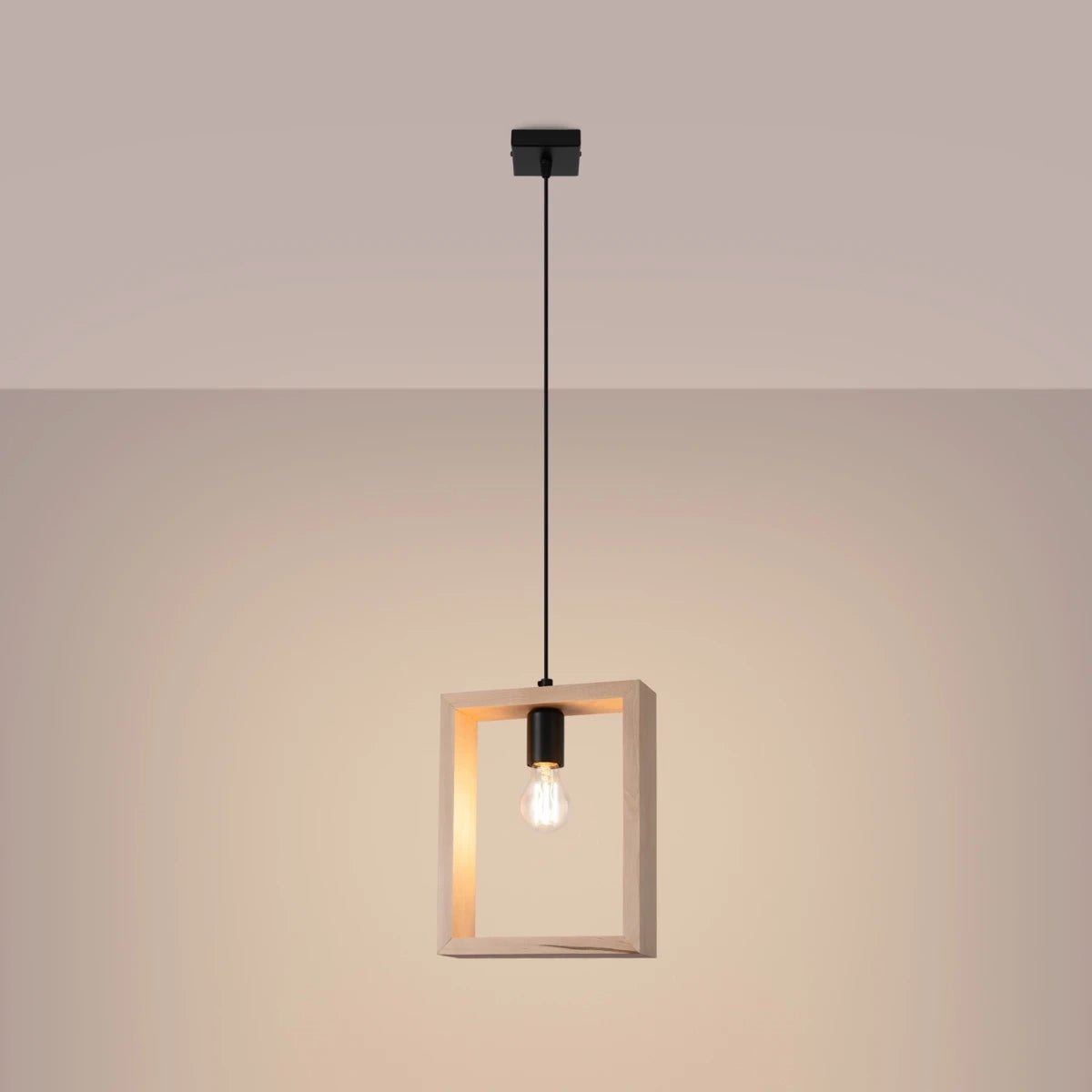 Lampe suspendue en acier beige et bois 24x8x133cm Aries - Sollux - The Cool Republic