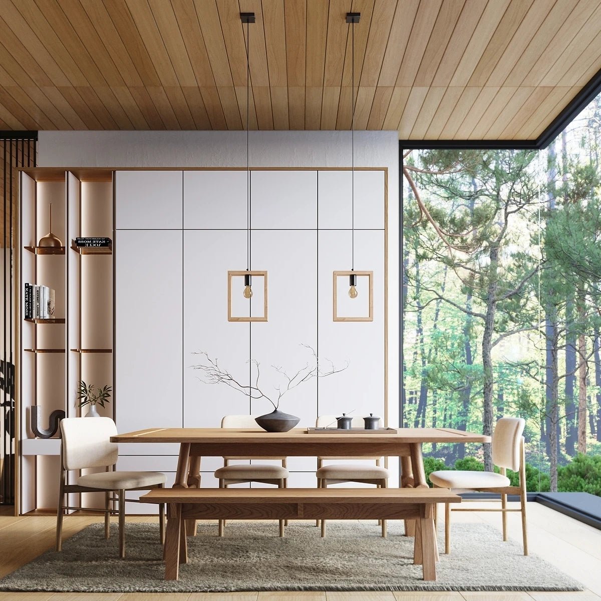 Lampe suspendue en acier beige et bois 24x8x133cm Aries - Sollux - The Cool Republic