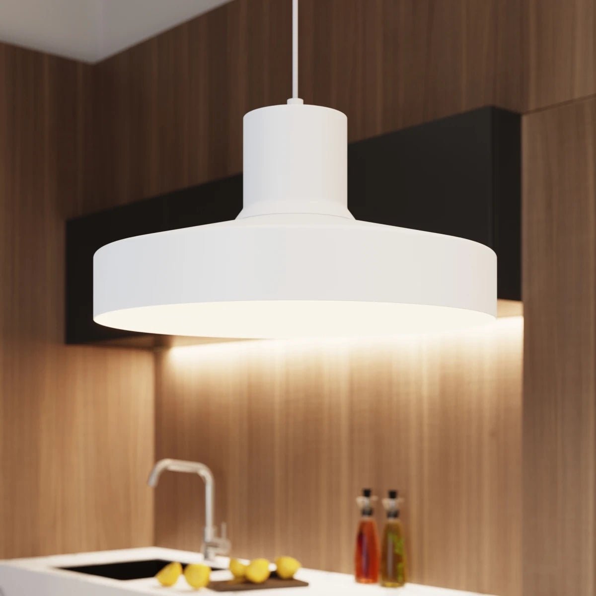 Lampe suspendue en acier blanc 35x120cm Bilo - Sollux - The Cool Republic
