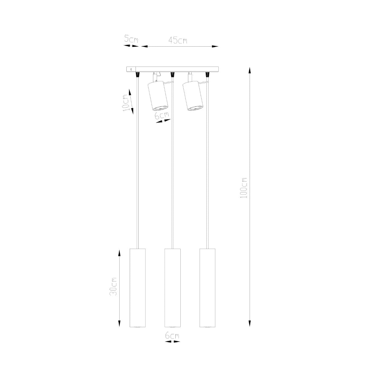 Lampe suspendue en acier blanc 45x5x100cm Ring 3 - Sollux - The Cool Republic