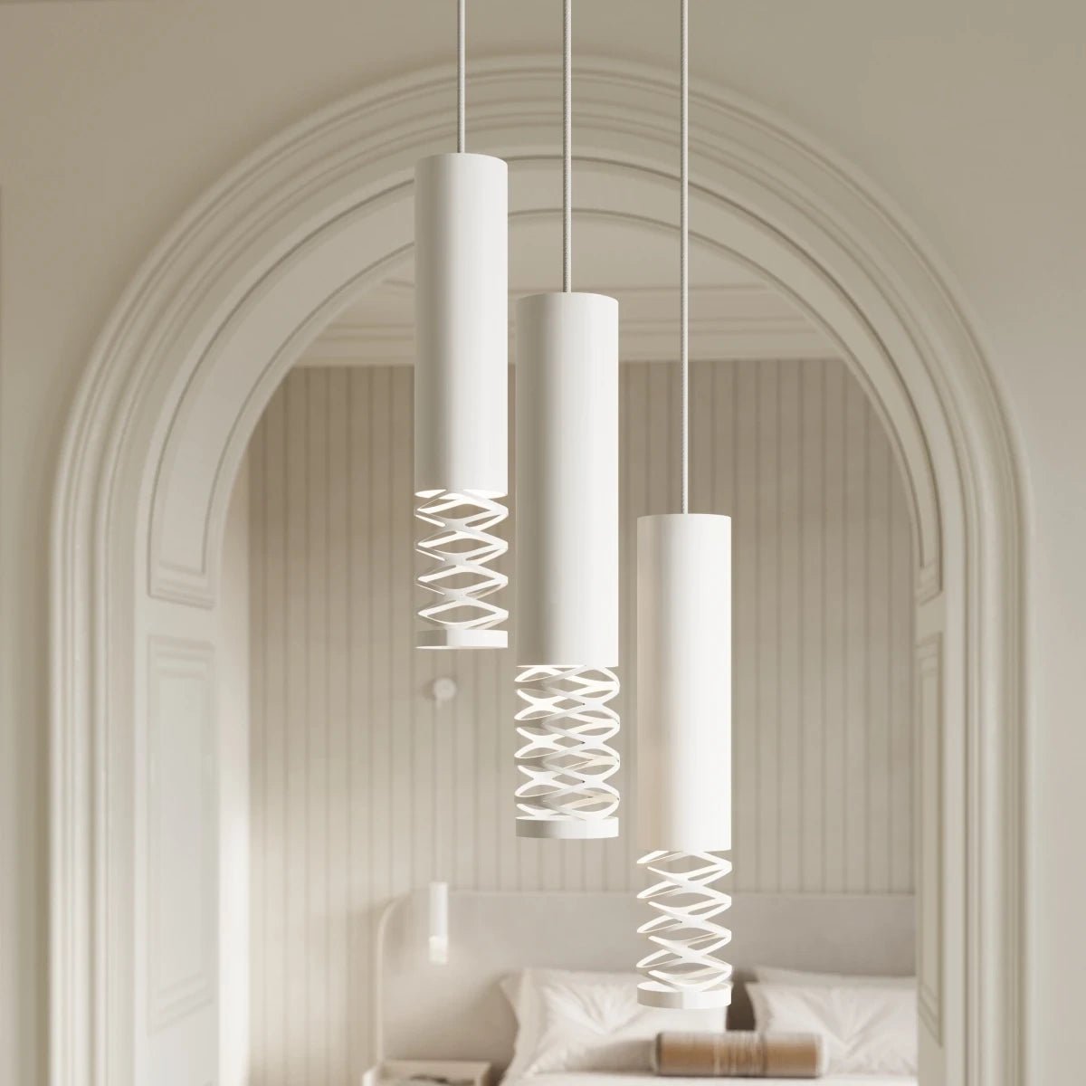Lampe suspendue en acier blanc 8x125cm Lami 1 - Sollux - The Cool Republic
