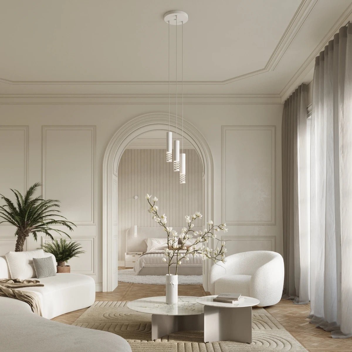 Lampe suspendue en acier blanc 8x125cm Lami 1 - Sollux - The Cool Republic