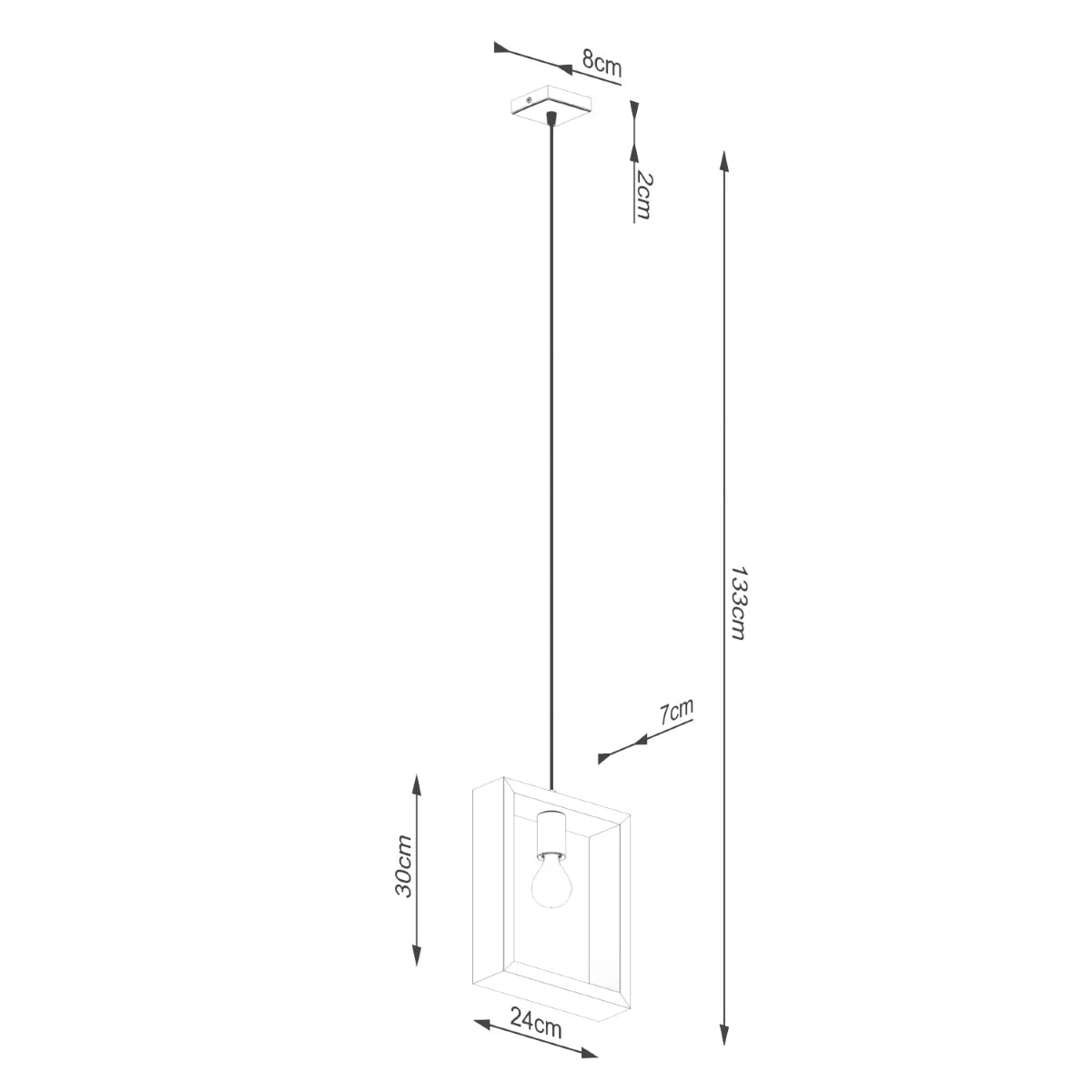 Lampe suspendue en acier blanc et bois 24x8x133cm Aries - Sollux - The Cool Republic