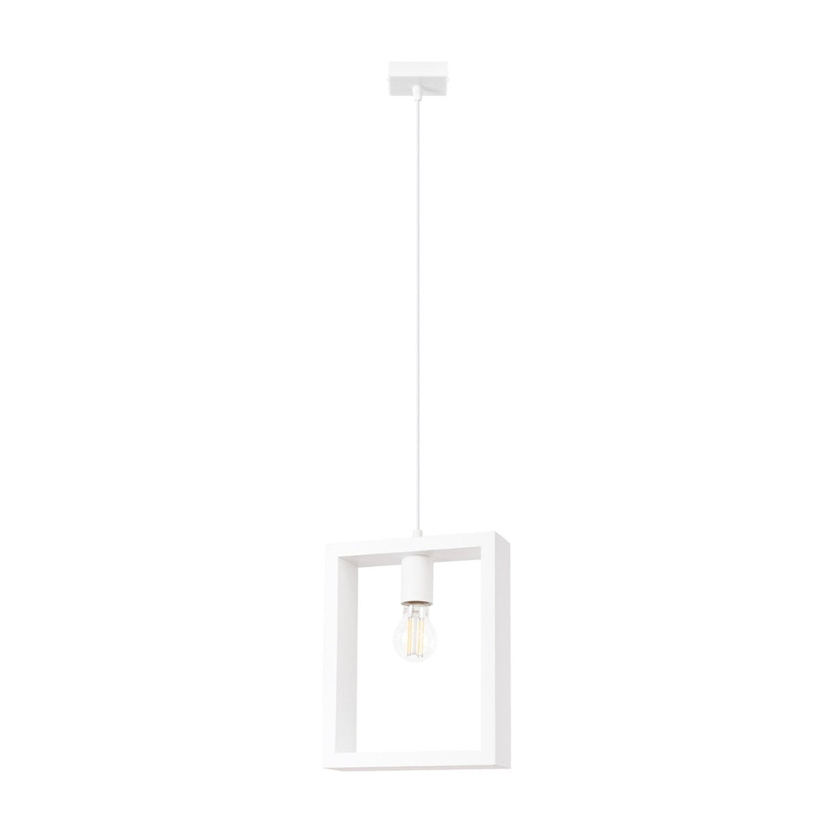 Lampe suspendue en acier blanc et bois 24x8x133cm Aries - Sollux - The Cool Republic