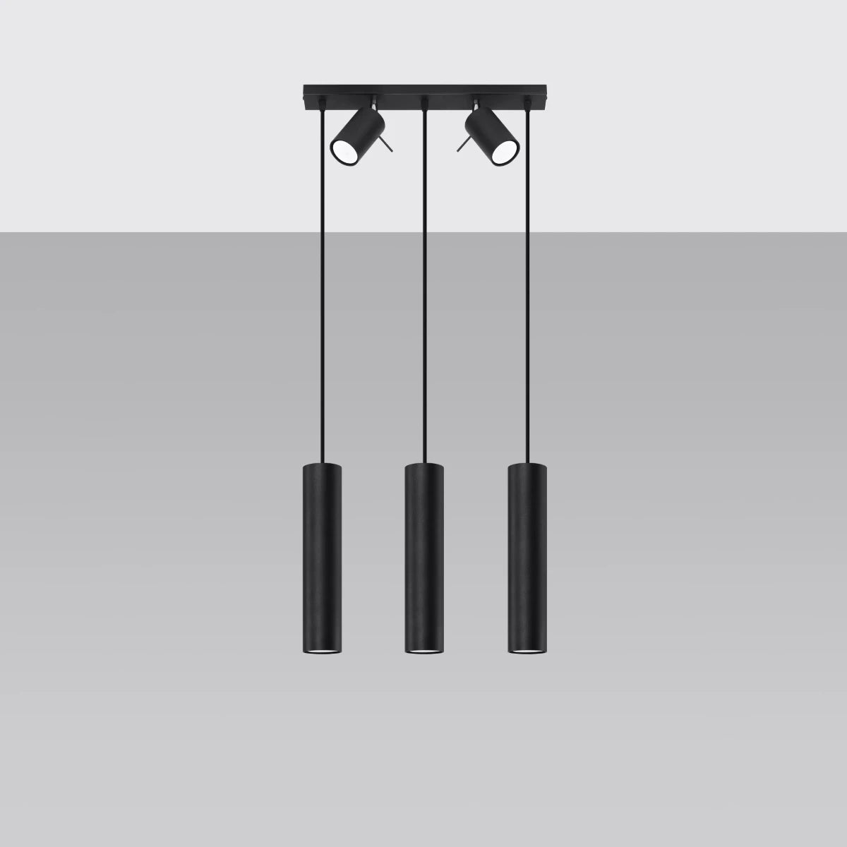 Lampe suspendue en acier noir 45x5x100cm Ring 3 - Sollux - The Cool Republic