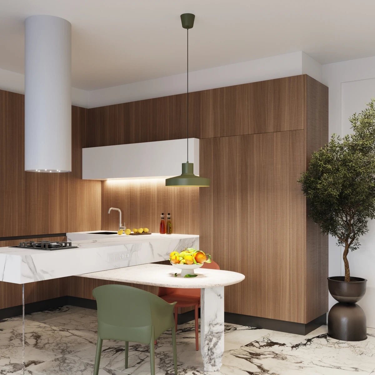 Lampe suspendue en acier vert olive 35x120cm Bilo - Sollux - The Cool Republic