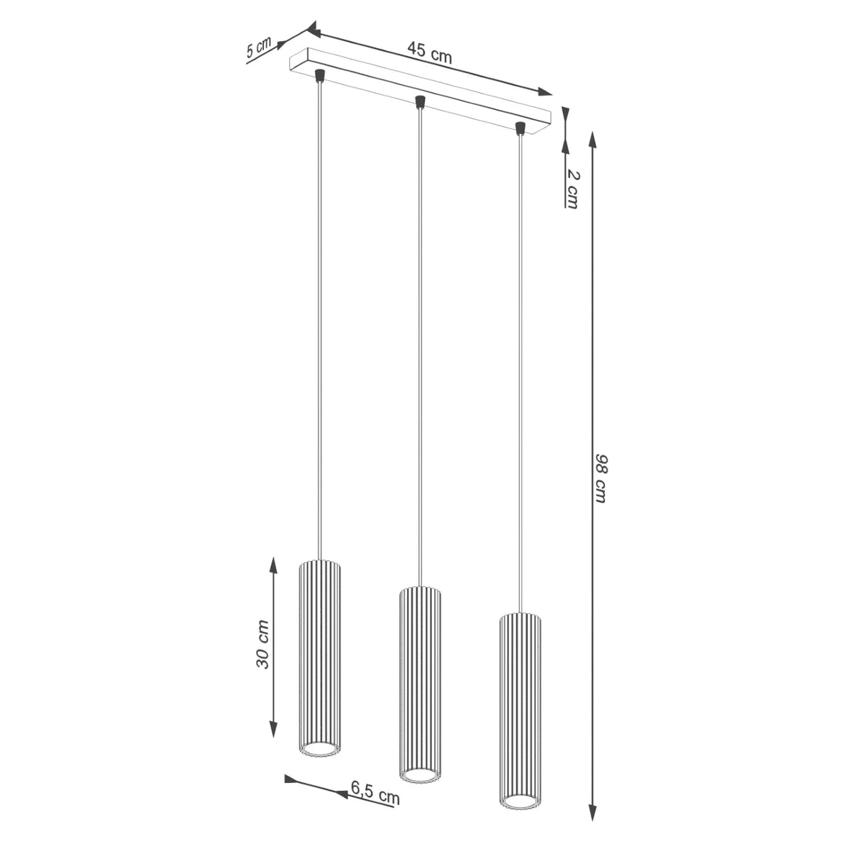 Lampe suspendue en aluminium beige 45x6,5x98cm Karbon 3l - Sollux - The Cool Republic